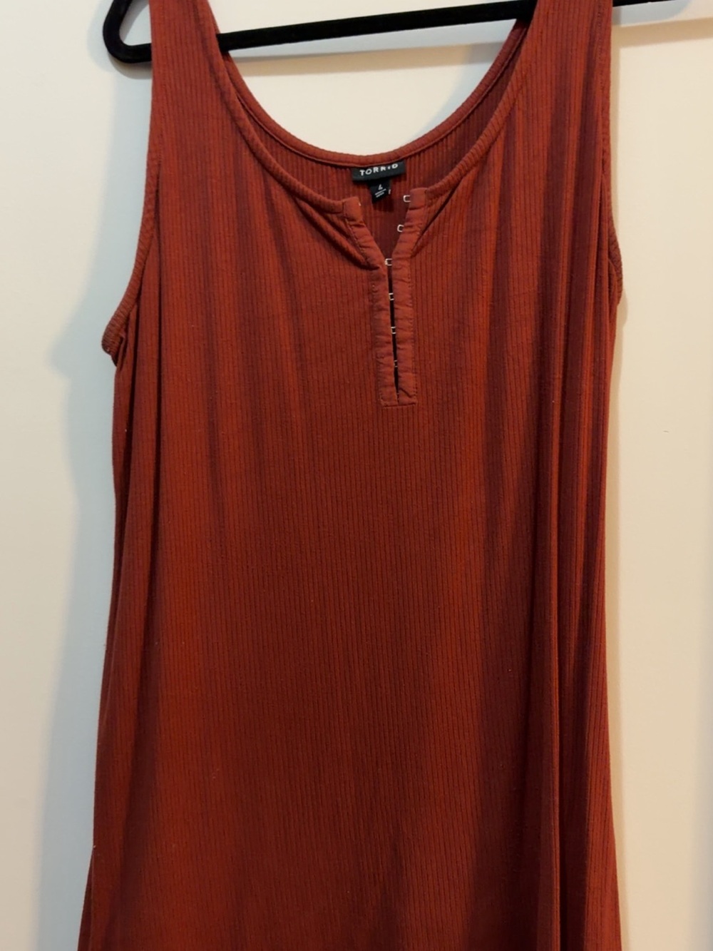 Torrid Ribbed Henley Tank Top - Rust